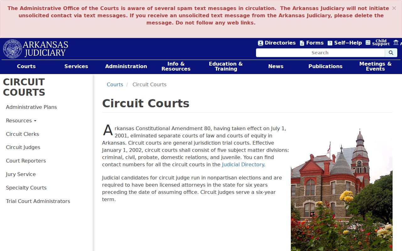 Arkansas Circuit Court jurisdiction information relevant to Miller County