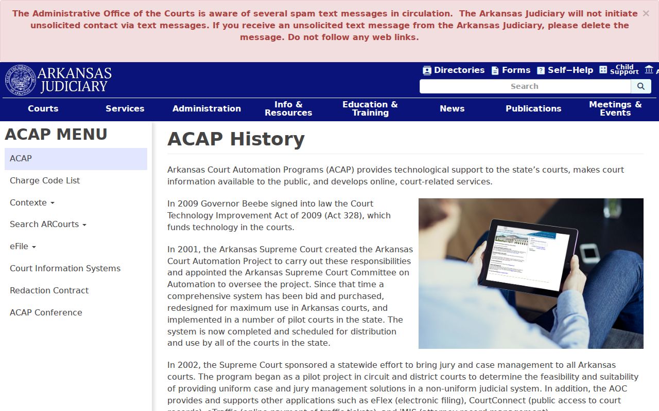 Arkansas Court Automation Programs information supporting Miller County case search
