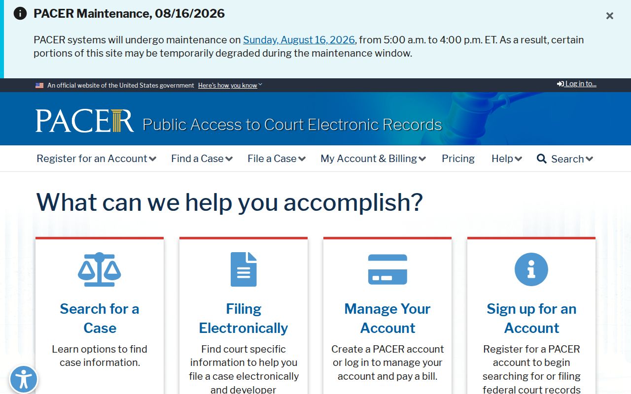PACER federal case access for Fouke related federal dockets