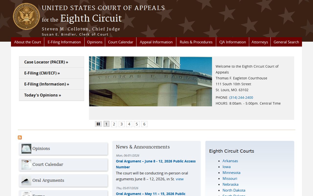 Eighth Circuit Court of Appeals source for Garland related federal appeals