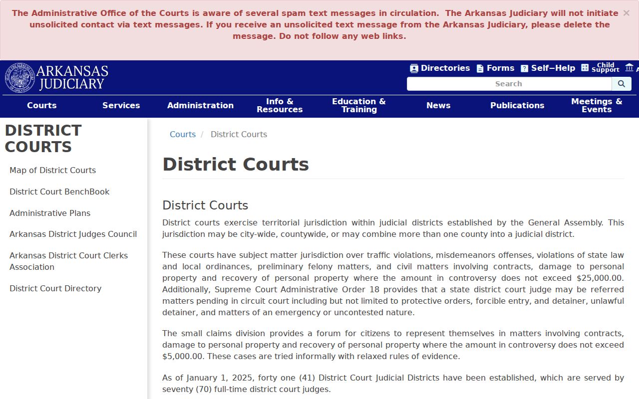 Miller County traffic court records and Arkansas District Court jurisdiction
